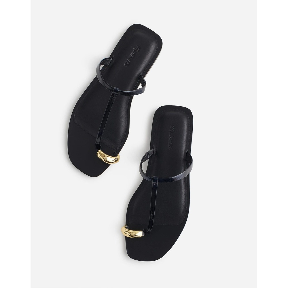 Madewell Dessa Toe Ring Hardware Thong Sandals Black Leather NV810 Size 9.5